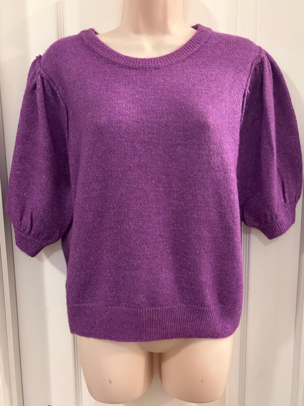 Zenana Outfitters Purple Knit Top with Puff Detail